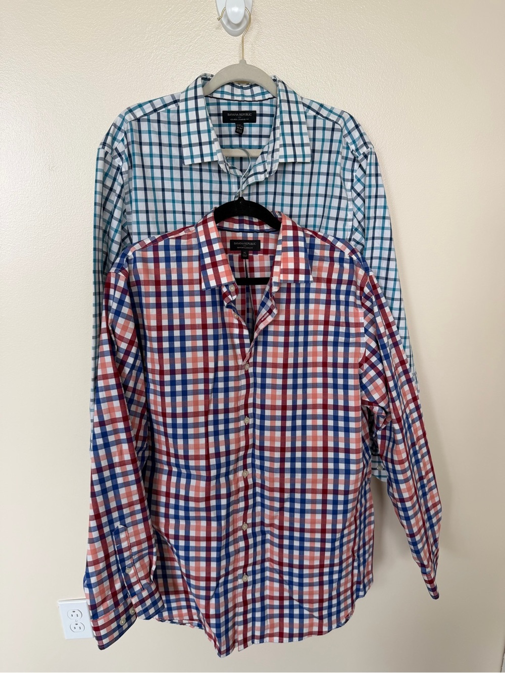 BANANA REPUBLIC Non-Iron Standard & Classic Fit Plaid Button Front Long Sleeves